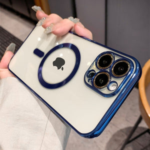 Luxury Plating Magsafe Clear Case For iPhone 14 For iPhone 14 / Navy Blue iPhone 14 Magsafe Clear Case Styleeo