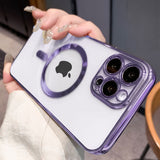 Luxury Plating Magsafe Clear Case For iPhone 14 For iPhone 14 / Purple iPhone 14 Magsafe Clear Case Styleeo