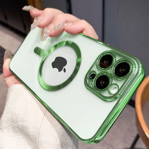 Luxury Plating Magsafe Clear Case For iPhone 14 For iPhone 14 / Green iPhone 14 Magsafe Clear Case Styleeo