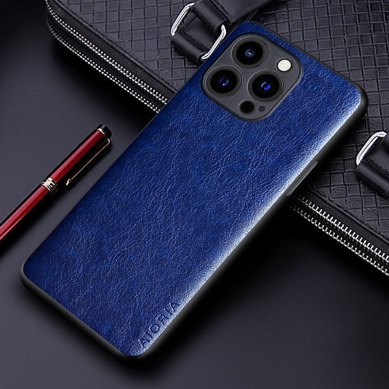 Luxury Premium Leather Case for iPhone 12/11/X/7/6 Series iPhone 12 / Blue Styleeo