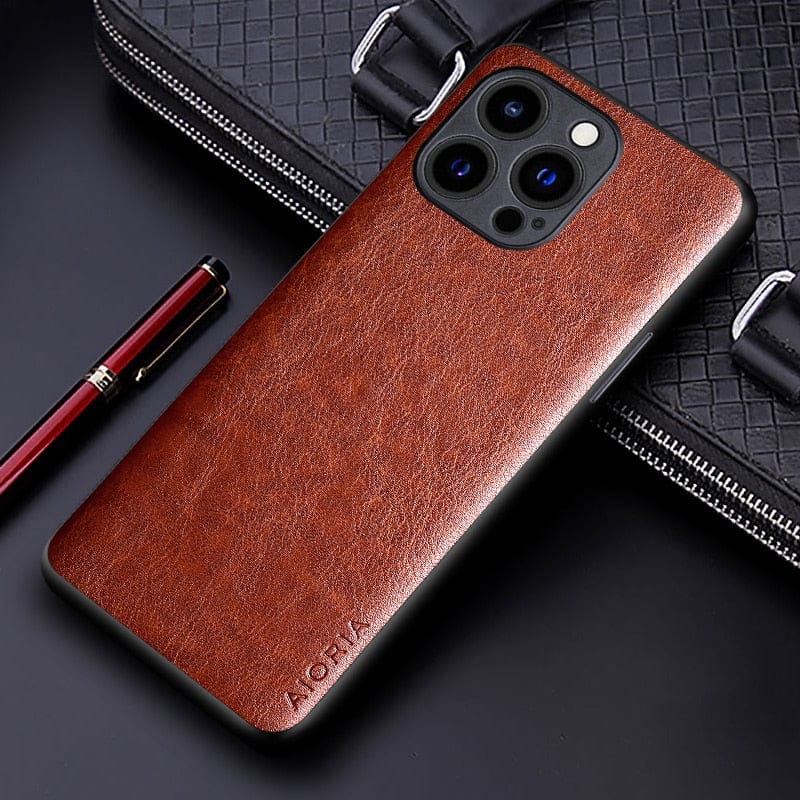 Luxury Premium Leather Case for iPhone 12/11/X/7/6 Series iPhone 12 / Brown Styleeo