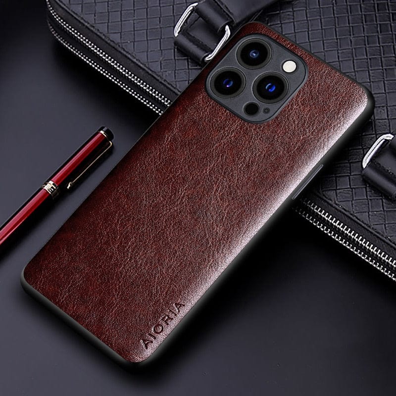 Luxury Premium Leather Case for iPhone 12/11/X/7/6 Series iPhone 12 / Coffee Styleeo