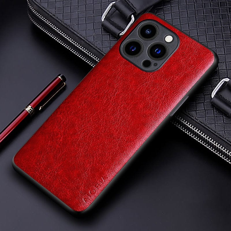 Luxury Premium Leather Case for iPhone 12/11/X/7/6 Series iPhone 12 / Red Styleeo