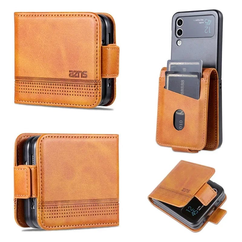 Magnetic Leather Samsung Z Flip Wallet Case