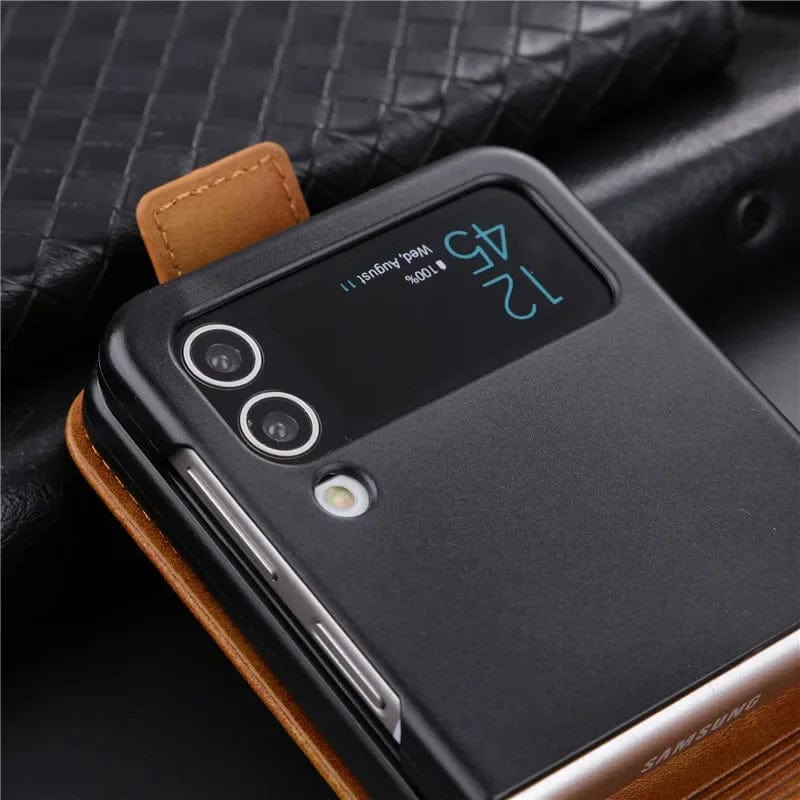 Magnetic Leather Samsung Z Flip Wallet Case