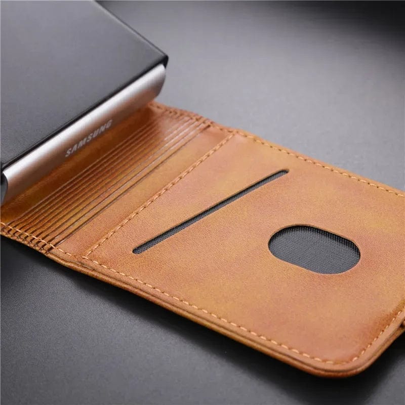 Magnetic Leather Samsung Z Flip Wallet Case