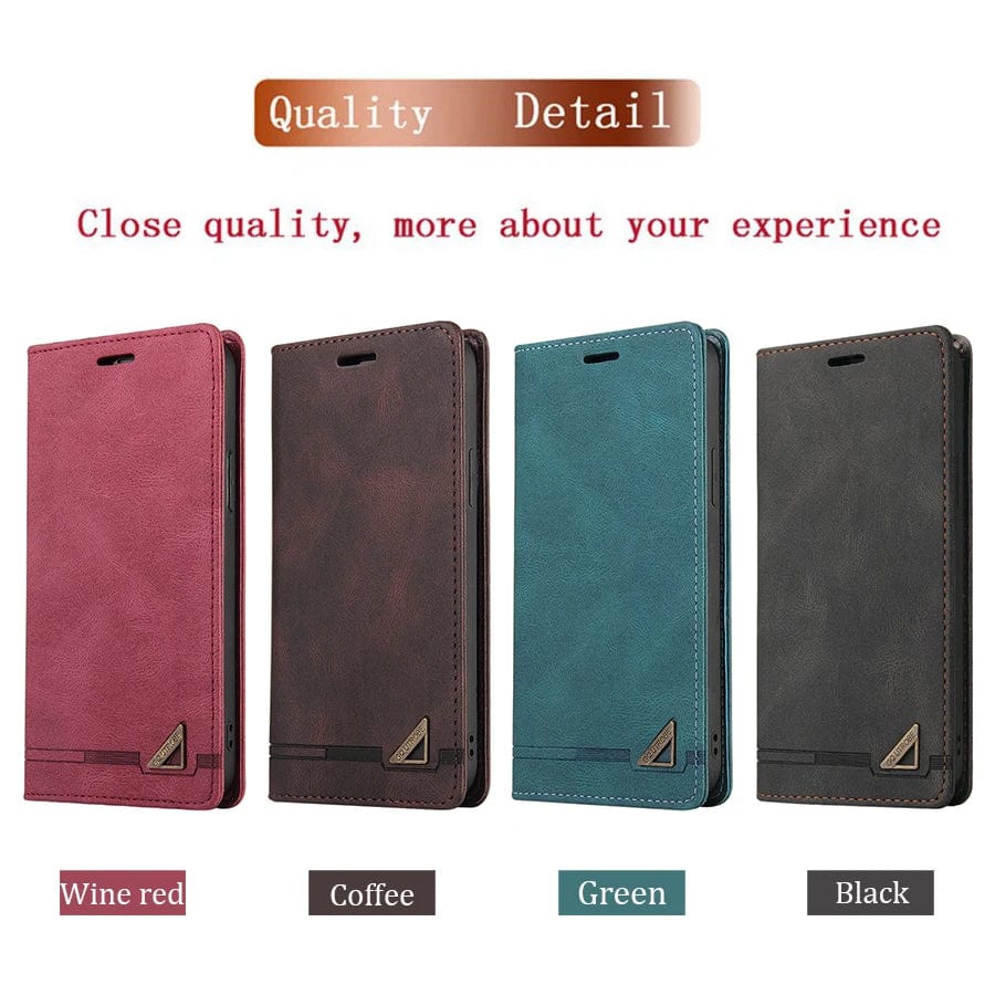 RFID Blocking Magnetic iPhone Leather Flip Cover Wallet Case