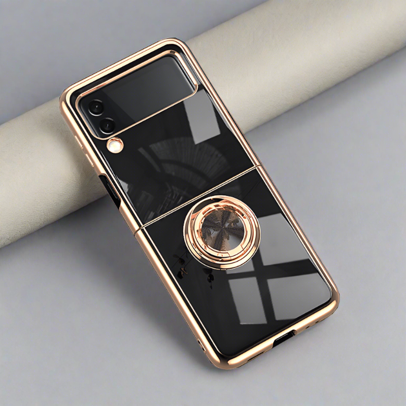 Luxury Ring Holder Case For Samsung Z Flip 4/Flip 3 Case For Z Flip 3 5G / Black Styleeo