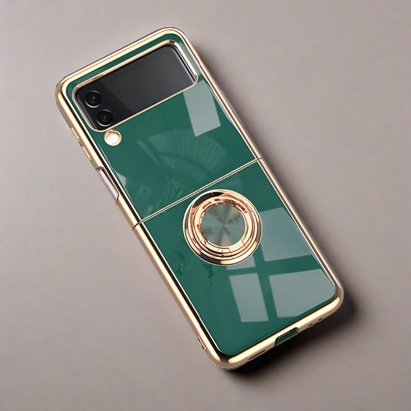 Luxury Ring Holder Case For Samsung Z Flip 4/Flip 3 Case For Z Flip 3 5G / green Styleeo