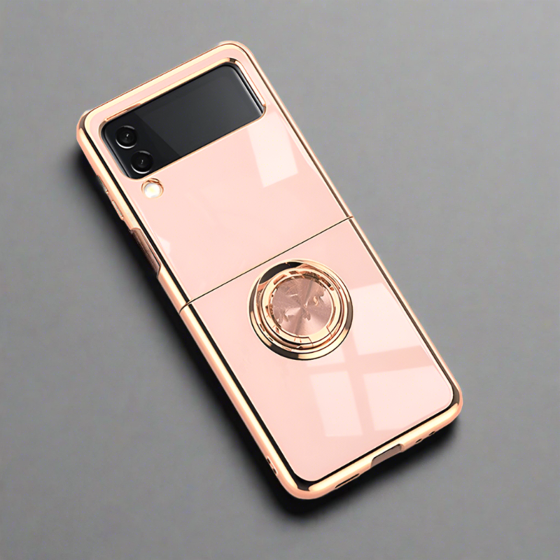 Luxury Ring Holder Case For Samsung Z Flip 4/Flip 3 Case For Z Flip 3 5G / pink Styleeo