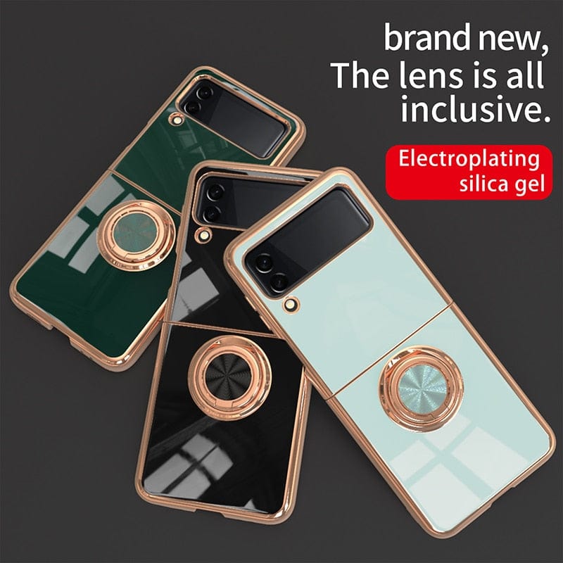 Luxury Ring Holder Case For Samsung Z Flip 4/Flip 3 Case Samsung Z Flip 4/Flip 3 Ring Case Styleeo