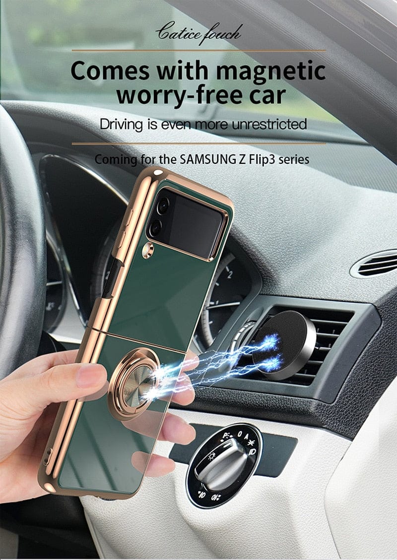 Luxury Ring Holder Case For Samsung Z Flip 4/Flip 3 Case Samsung Z Flip 4/Flip 3 Ring Case Styleeo