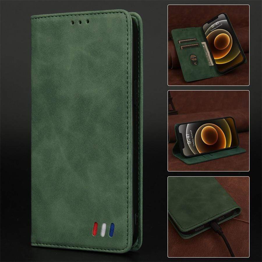 iPhone Flip Leather Magnetic Cardholder Wallet Case Magnetic Flip Leather iPhone Wallet Case Styleeo