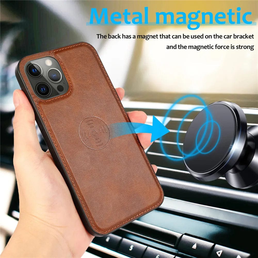 Magnetic Detachable Leather iPhone 15 Wallet Case - Styleeo
