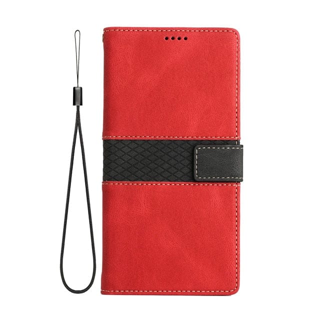 Magnetic Leather Flip Wallet Case For Samsung Galaxy A Series For Galaxy A10 / Red / Case & Strap Styleeo