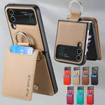 Magnetic Leather Cardholder Samsung Z Flip Ring Holder Case