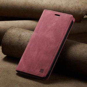 iPhone Magnetic Flip Cover Wallet Cases For iPhone SE 2020 / Red RFID flip leather iPhone Case Styleeo