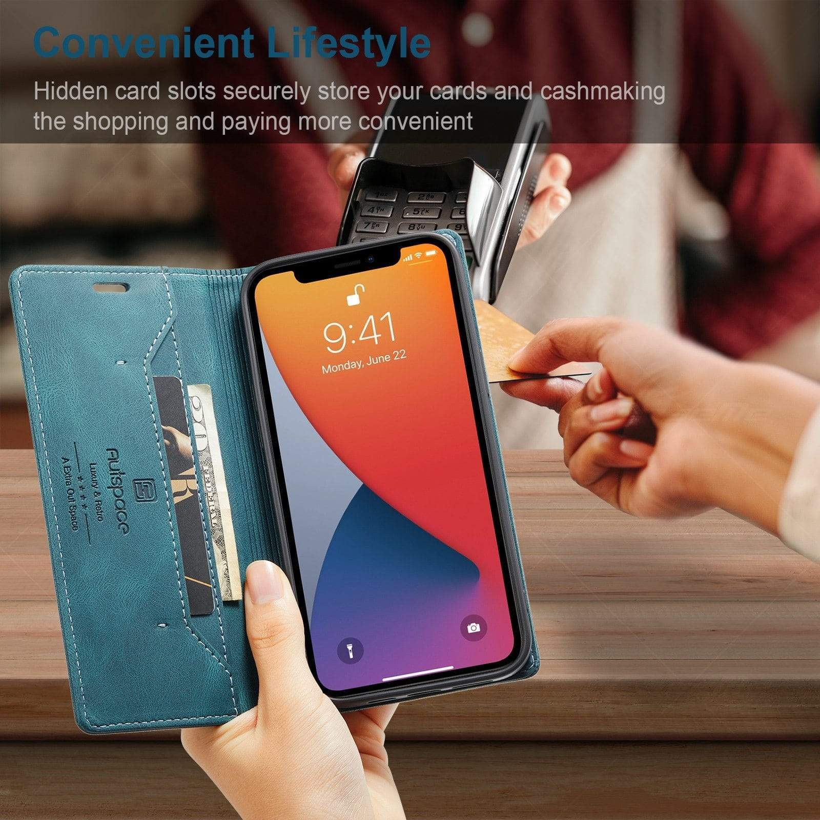 iPhone Magnetic Flip Cover Wallet Cases RFID flip leather iPhone Case Styleeo