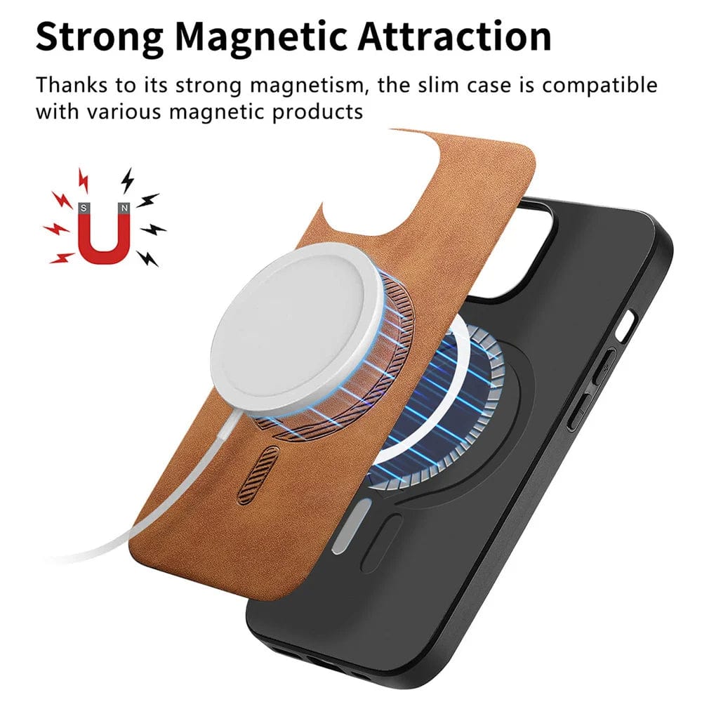 Magnetic Wireless Charging Google Pixel Leather Phone Case