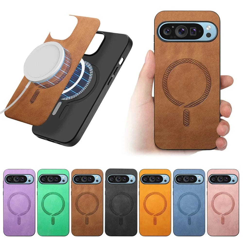 Magnetic Wireless Charging Google Pixel Leather Phone Case