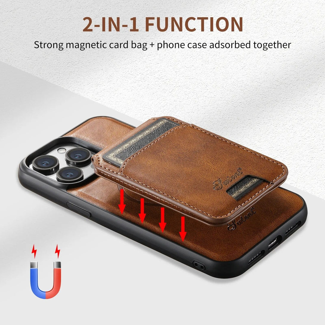 MagSafe Card Holder iPhone 15 Wallet Case | Luxury Magnetic Leather Styleeo