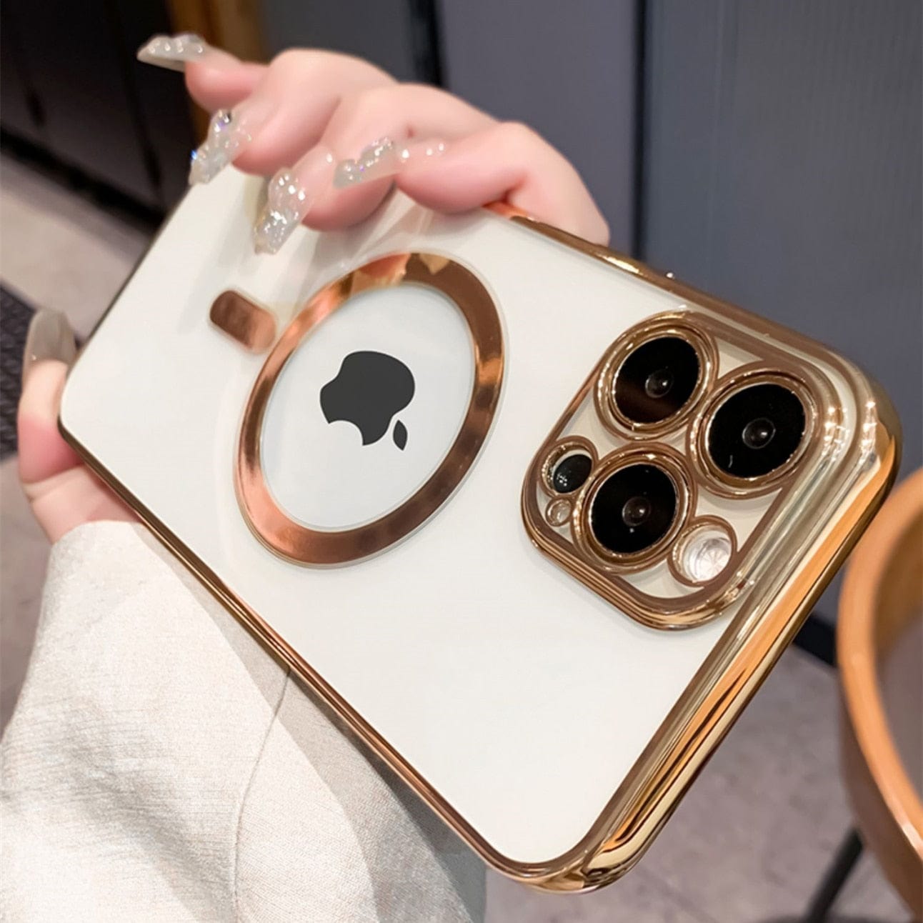 Luxury Plating MagSafe Clear Case For iPhone For iPhone 13 / Gold magsafe iphone clear case Styleeo