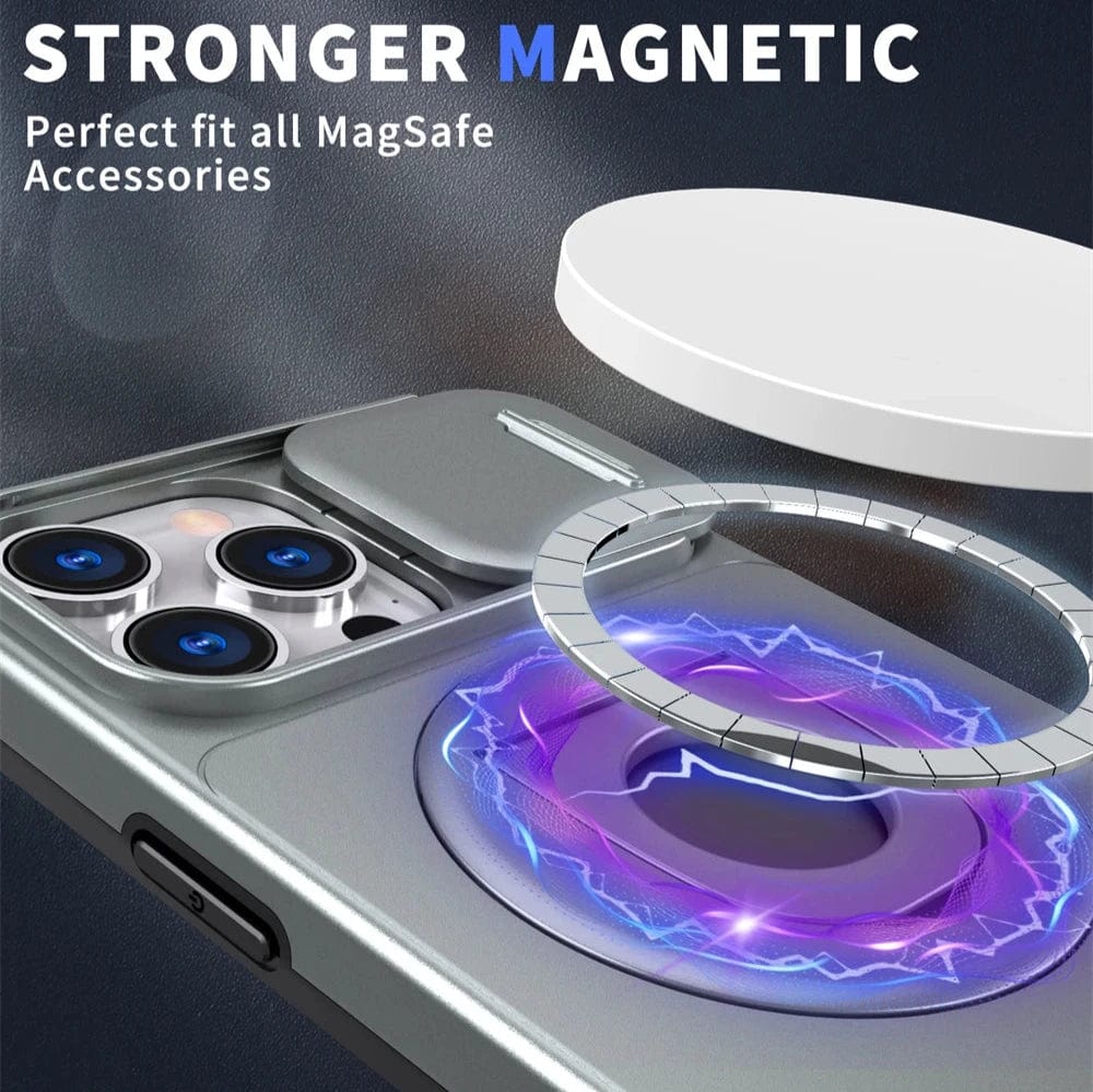 MagSafe iPhone Ring Holder Case With Camera Slide Protection