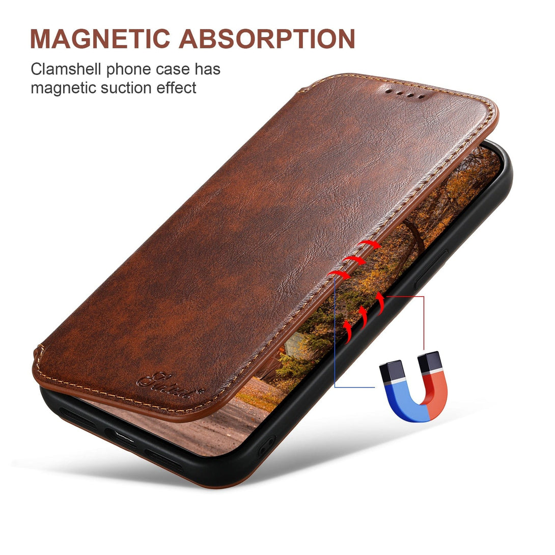 MagSafe Leather Flip Kickstand Card Wallet Case For iPhone 14/13/12 Styleeo