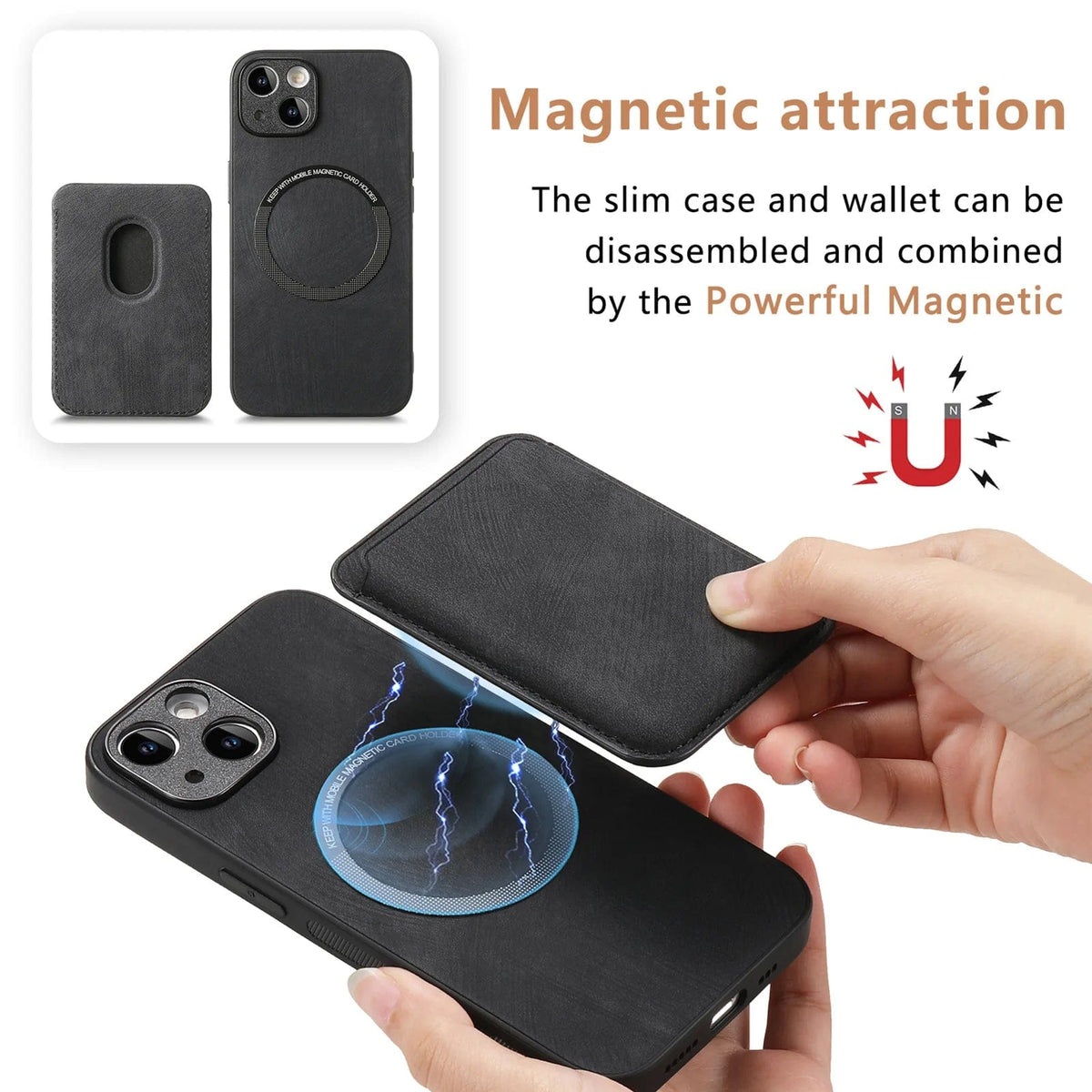 Magnetic Detachable Cardholder iPhone Leather MagSafe Wallet Case