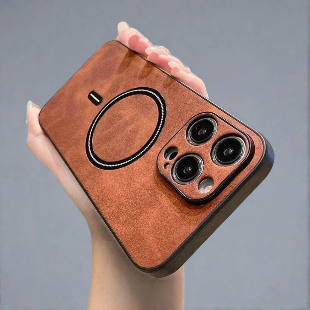 iPhone 15 Leather case-brown-styleeo