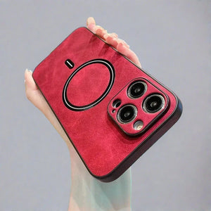 iPhone 15 leather case-red-styleeo