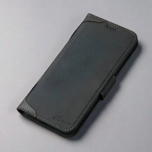 Black leather iphone 15 wallet case-styleeo