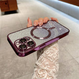 MagSafe Plating Gradient Glitter Clear Case For iPhone 14/14Pro/14ProMax/14Plus For iPhone 14 / dark purple Styleeo