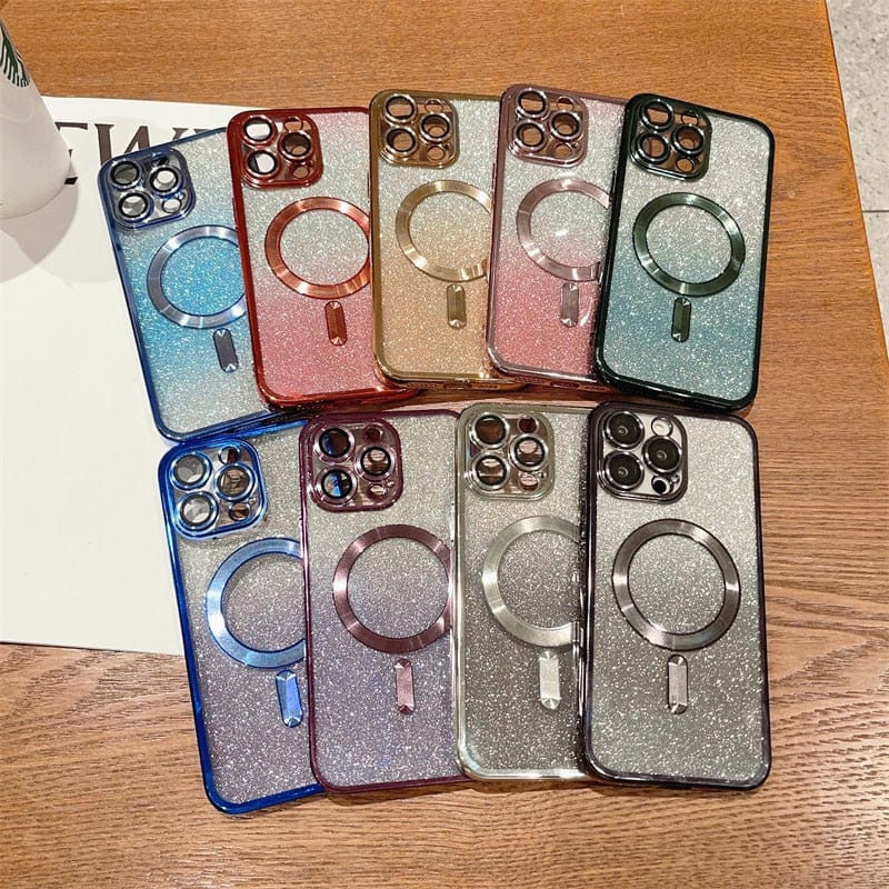 MagSafe Plating Gradient Glitter Clear Case For iPhone 14/14Pro/14ProMax/14Plus Styleeo