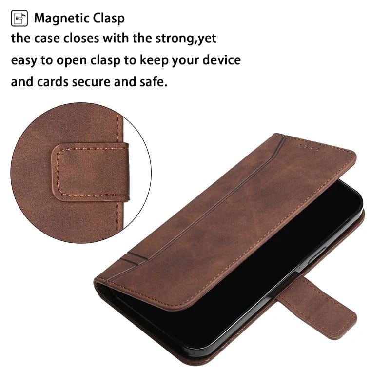 Matte Leather Google Pixel Magnetic Flip Cover Wallet Case