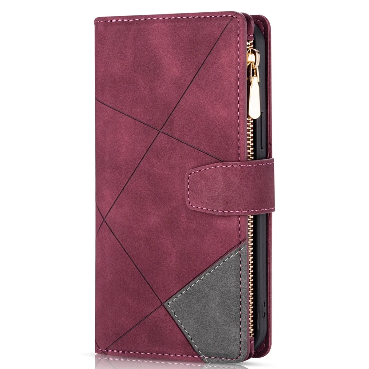 Multi-Cards Zipper Leather Wallet Case For Samsung Galaxy A Series Galaxy A12 / Wine red Multi-Cards Zipper Leather Wallet Case For Samsung Galaxy A Series Styleeo