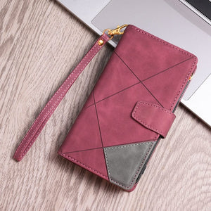 Zipper Leather Case For Samsung Galaxy A12/A13/A22/A32/A50/A51/A52/A53/A71/A72 Galaxy A12 / Wine red Styleeo