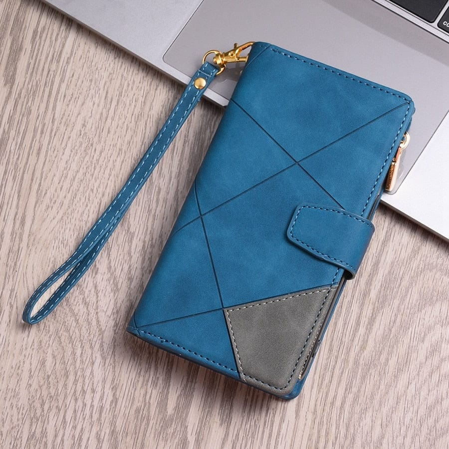 Multi-Cards Zipper Leather Wallet Case For Samsung Galaxy A Series Galaxy A12 / Blue Multi-Cards Zipper Leather Wallet Case For Samsung Galaxy A Series Styleeo