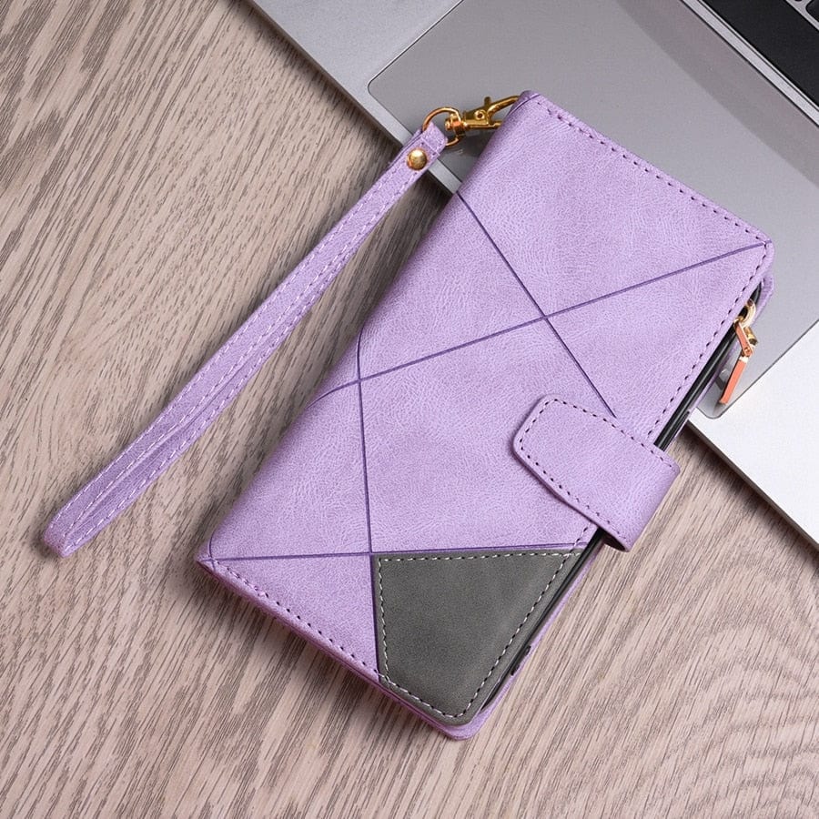 Multi-Cards Zipper Leather Wallet Case For Samsung Galaxy A Series Galaxy A12 / Purple Multi-Cards Zipper Leather Wallet Case For Samsung Galaxy A Series Styleeo