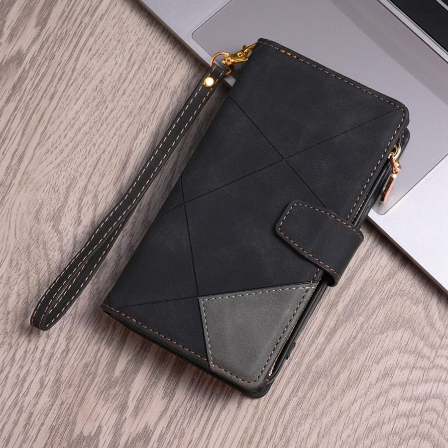 Multi-Cards Zipper Leather Wallet Case For Samsung Galaxy A Series Galaxy A12 / Black Multi-Cards Zipper Leather Wallet Case For Samsung Galaxy A Series Styleeo