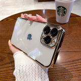 Plating Square Shockproof Clear Case For iPhone 11/X/7/8/SE For iPhone 7 / Gold Styleeo