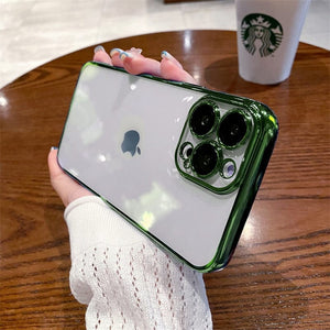 Plating Square Shockproof Clear Case For iPhone 11/X/7/8/SE For iPhone 7 / Green plating square case for iPhone 11/X/7/8/SE Styleeo