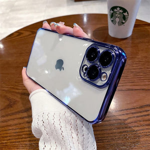 Plating Square Shockproof Clear Case For iPhone 11/X/7/8/SE For iPhone 7 / Blue plating square case for iPhone 11/X/7/8/SE Styleeo