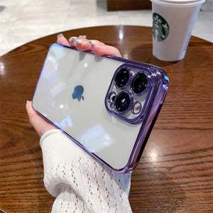 Plating Square Shockproof Clear Case For iPhone 11/X/7/8/SE For iPhone 7 / purple plating square case for iPhone 11/X/7/8/SE Styleeo