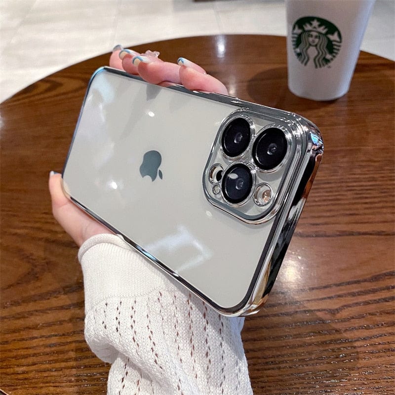 Plating Square Shockproof Clear Case For iPhone 14/13/12 For iPhone 12 Mini / Silver Plating squre case for iphone 14/13/12 Styleeo