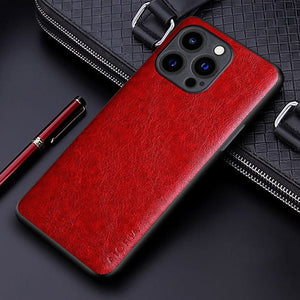 Premium Leather Case for iPhone 14/13 Series iPhone 13 / Red Styleeo