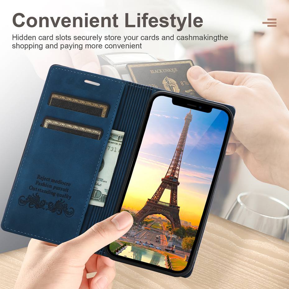 iPhone Leather Flip Cover Wallet Case Styleeo