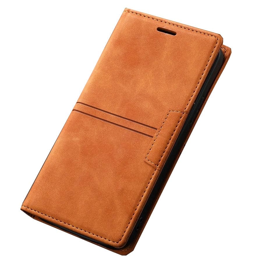 Samsung Galaxy S22 Leather Flip Wallet Case S22 / Brown Samsung S22 Flip Wallet Case Styleeo
