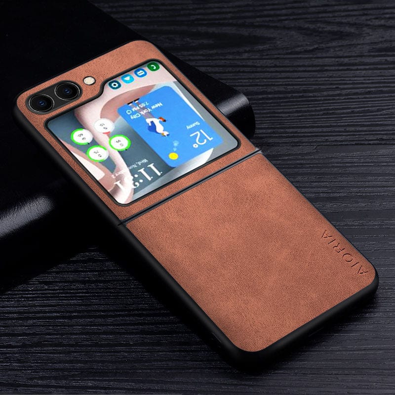 Premium PU Leather Case for Samsung Galaxy Z Flip 5 Galaxy Z Flip5 5G / Brown PU Leather Case for Samsung Galaxy Z Flip 5 Styleeo