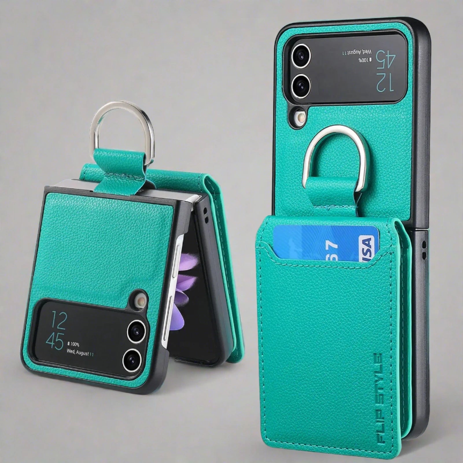 PU Leather Wallet Case For Samsung Z Flip 4/Z Flip 3 For Galaxy Z Flip4 / Green PU Leather Wallet Case For Samsung Z Flip 4/Z Flip 3 Styleeo